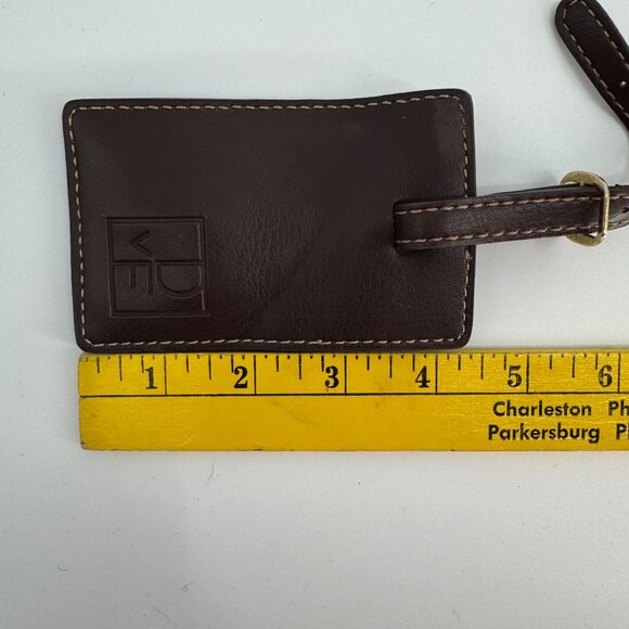 Diane Von Furstenberg Leather Luggage Tags Set Of 3 Brown Buckle Strap Old Money - Picture 5 of 6